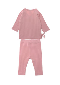 Rückseite 2teiliges Set bestehend aus Wickeljacke und Leggings aus 7x2 Rippe