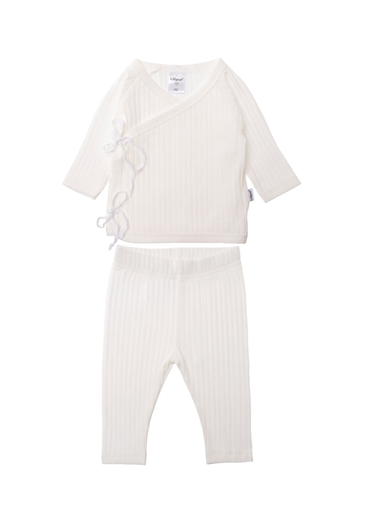 2teiliges Set bestehend aus Wickeljacke und Leggings 7x2 Rippe in weiß