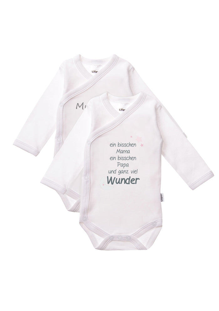 2er-Pack Langarm-Wickelbodys mit "Mummy Daddy Girl"