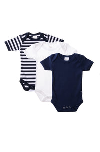 3er-Pack Kurzarmbodys in Marine-gestreift
