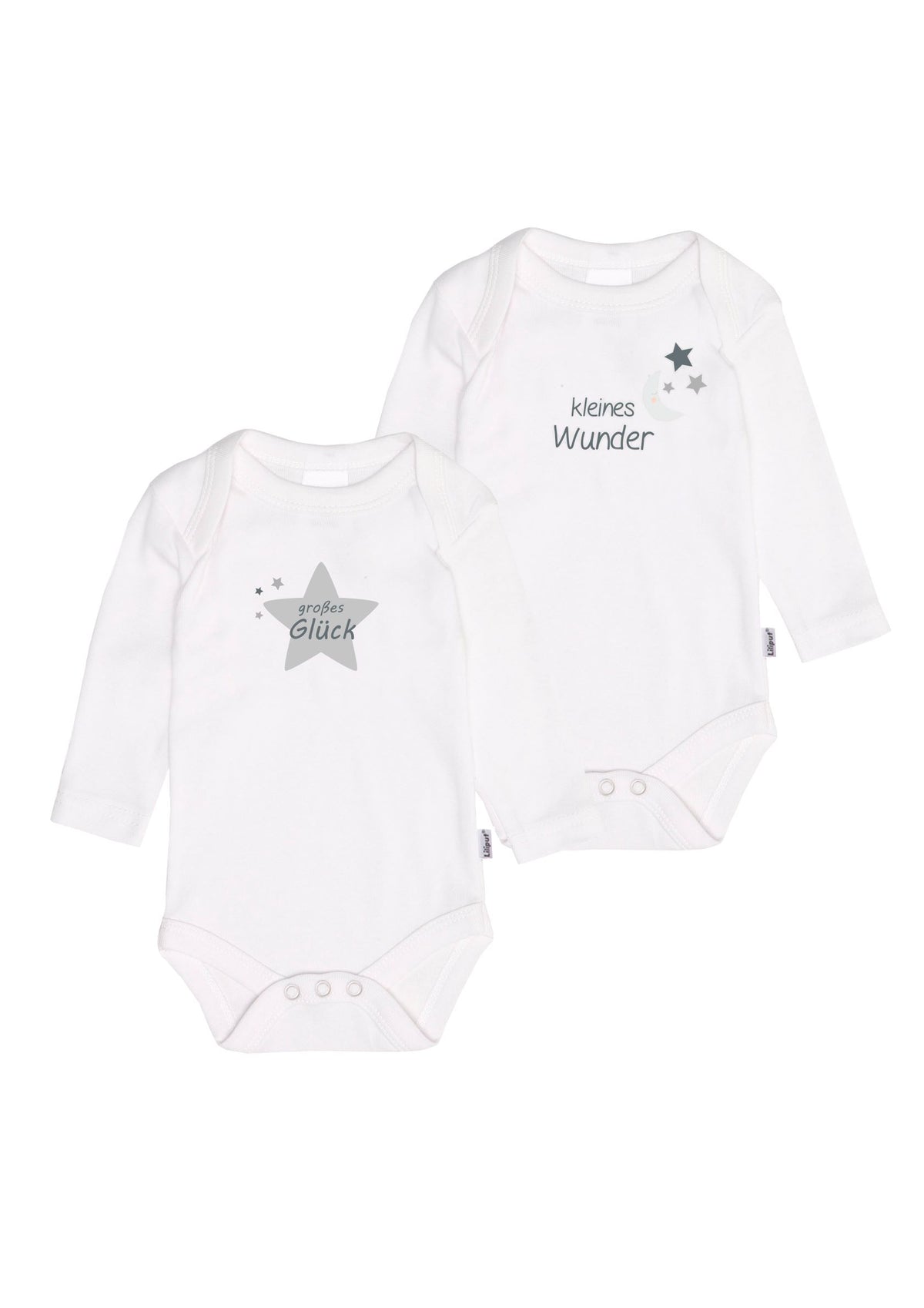 2er-Pack Langarm-Amineckbodys mit kleines Wunder in grau