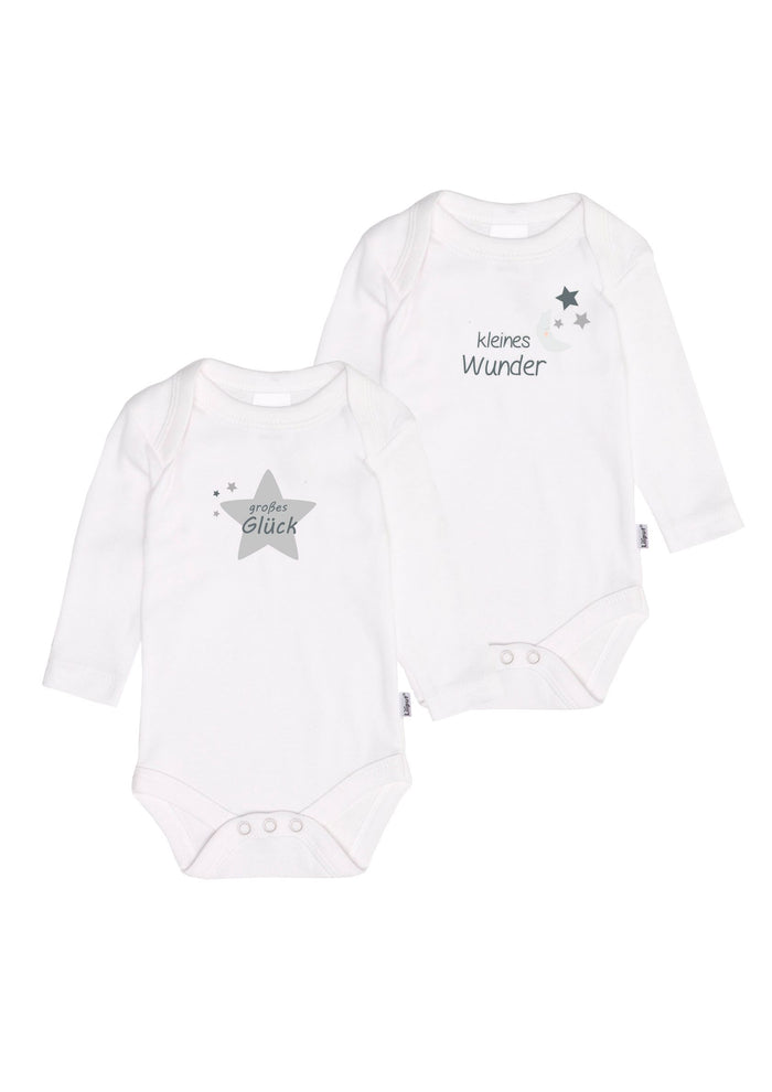 2er-Pack Langarm-Amineckbodys mit kleines Wunder in grau
