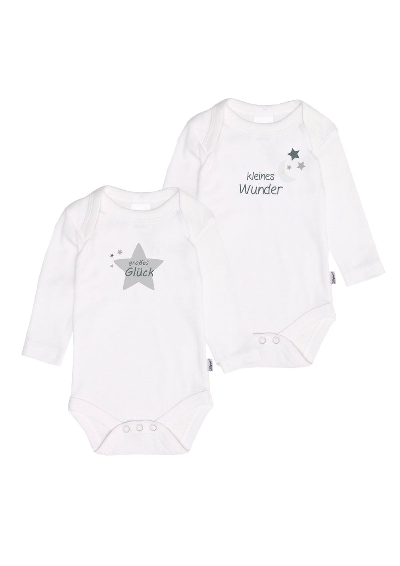 2er-Pack Langarm-Amineckbodys mit kleines Wunder in grau