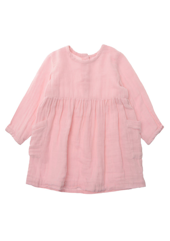 Musselin Kleid mit aufgesetzten Taschen
