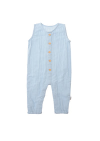 Musselin Jumpsuit mit Holzknöpfen 