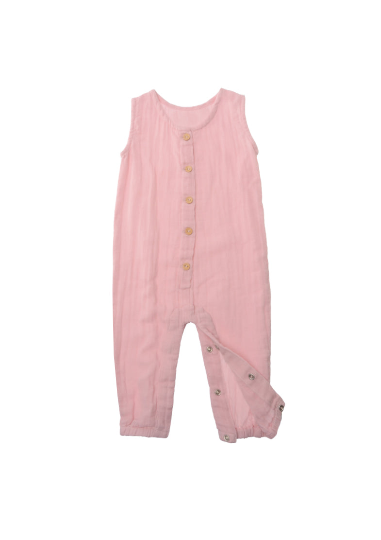 Jumpsuit aus Musselin in rosenholz