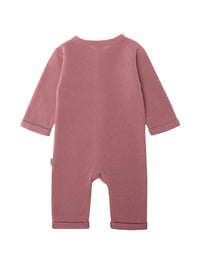 Rückseite Ribstrick Overall in rosenholz