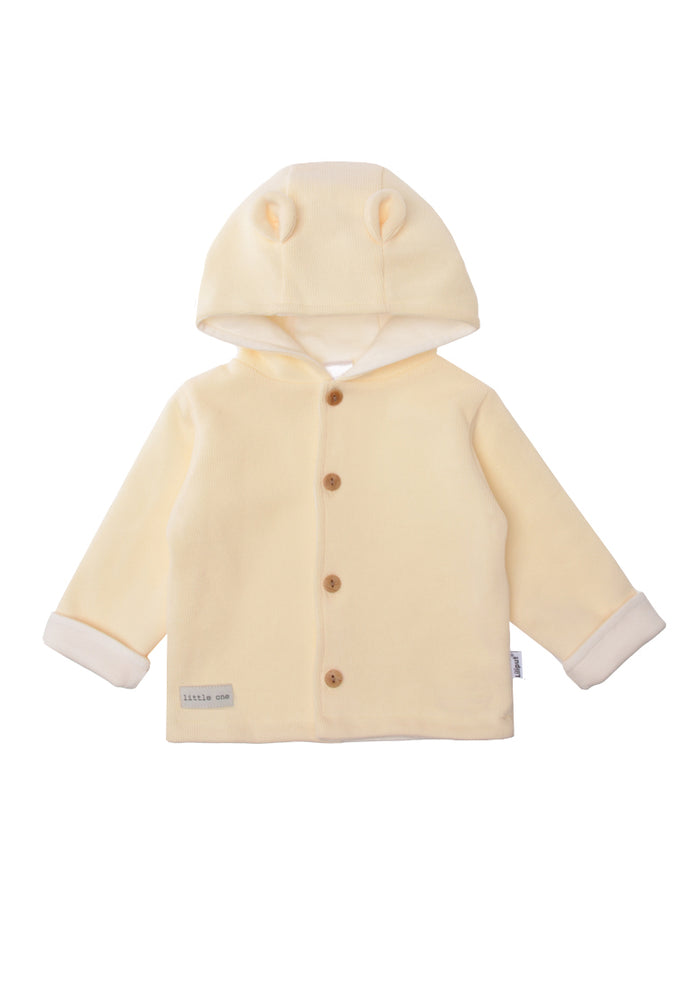 Ribstrickjacke mit Öhrchen in ecru