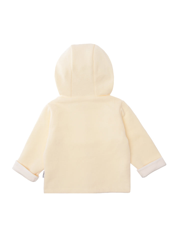 Rückseite Ribstrickjacke in ecru