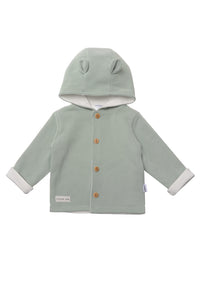 Ribstrickjacke mit Kapuze in schilf