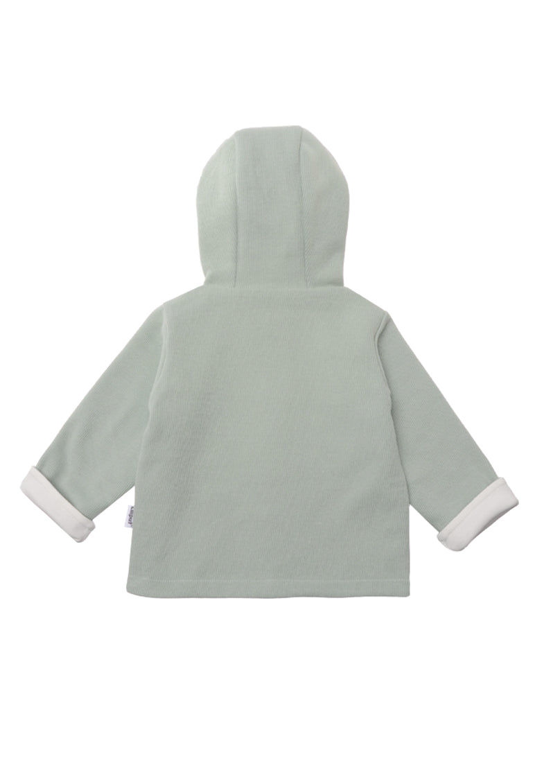 Rückseite Ribstrickjacke in schilf