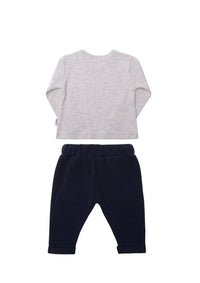 Rückseite Ribstrick Set in marine und grau melange