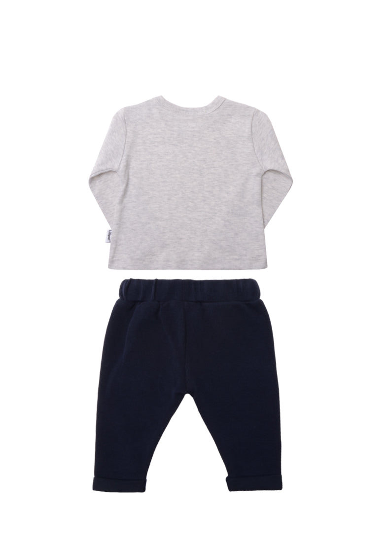 Rückseite Ribstrick Set in marine und grau melange