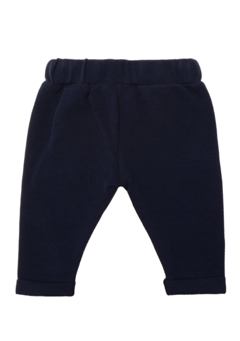 Rückseite Ribstrickhose in marine