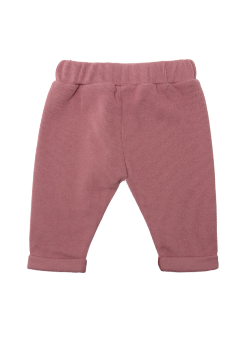 Rückseite Ribstrickhose in rosenholz