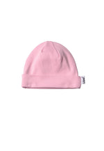 rosa Mütze aus weicher Bio Baumwoll Qualität.