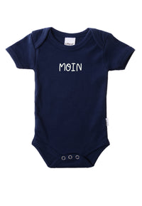 Kurzarmbody in marine mit weißem Wording "MOIN".