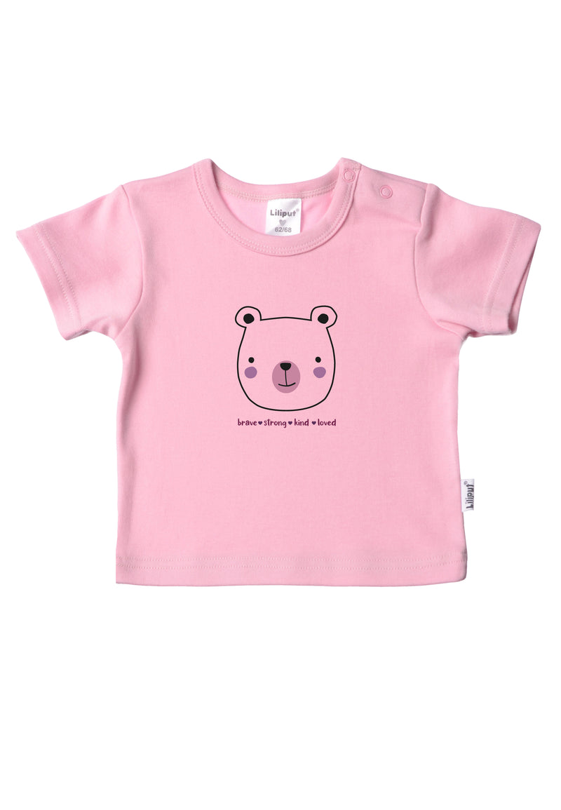 2er-Pack T-Shirts aus Bio-Baumwolle in Weiß und Pink "Brave Teddy"