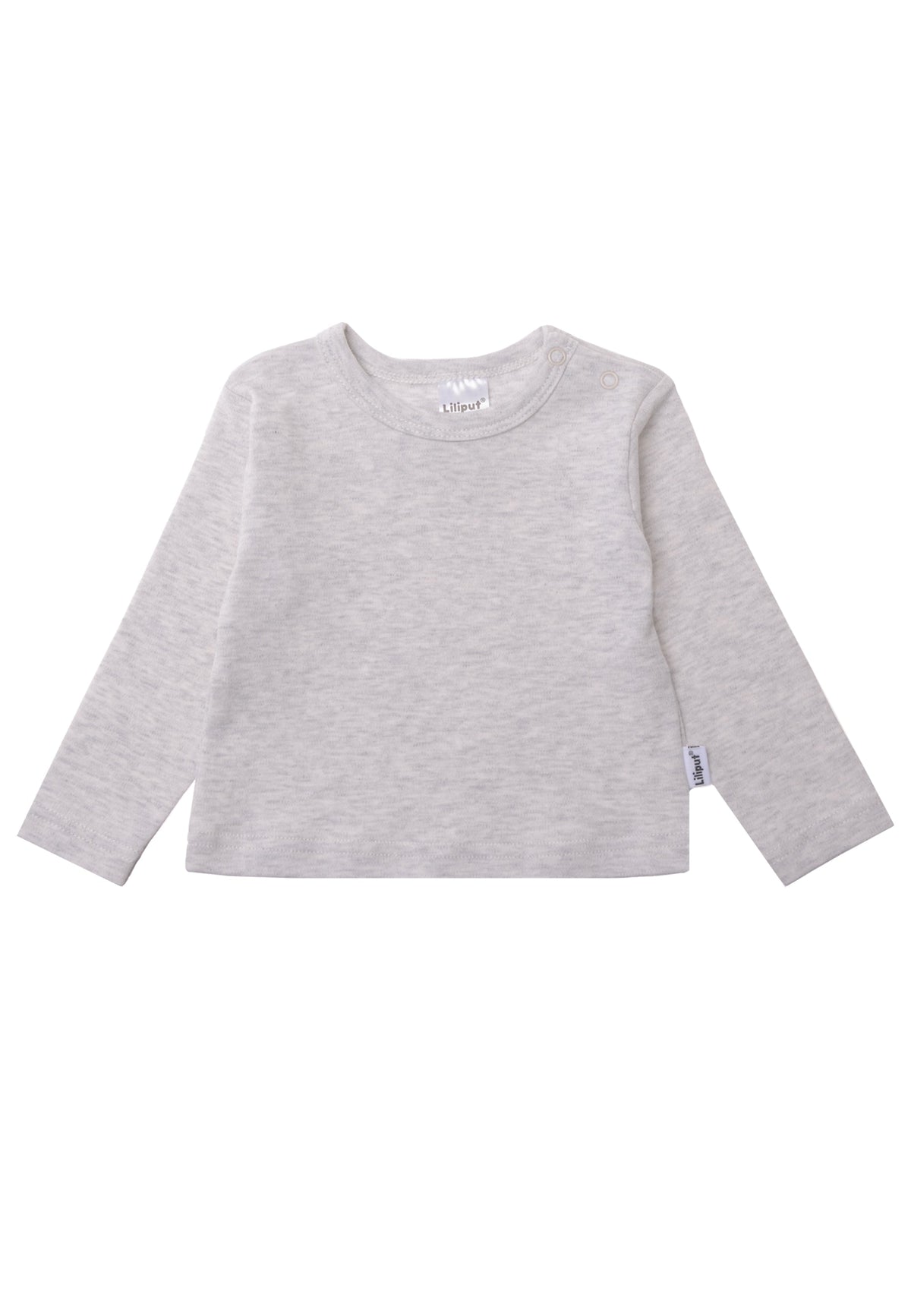 Langarmshirt in grau melange mit 2 Druckknöpfen.