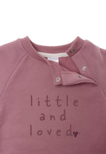  Detailaufnahme Sweatshirt in rosè mit Wording "little and loved".