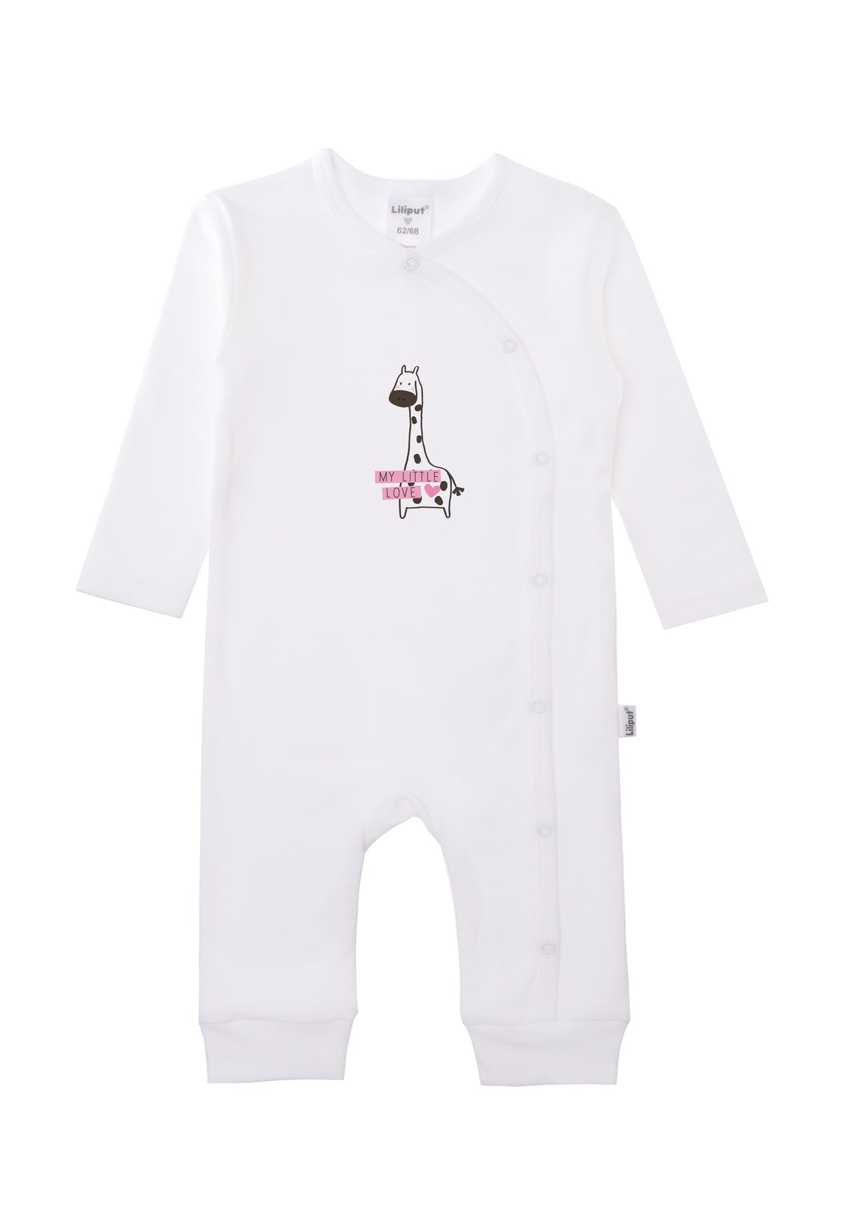 weißer Overall mit Giraffen Print.