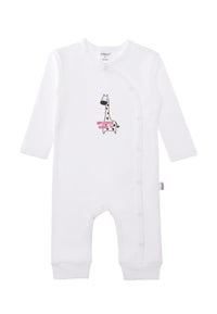 weißer Overall mit Giraffen Print.