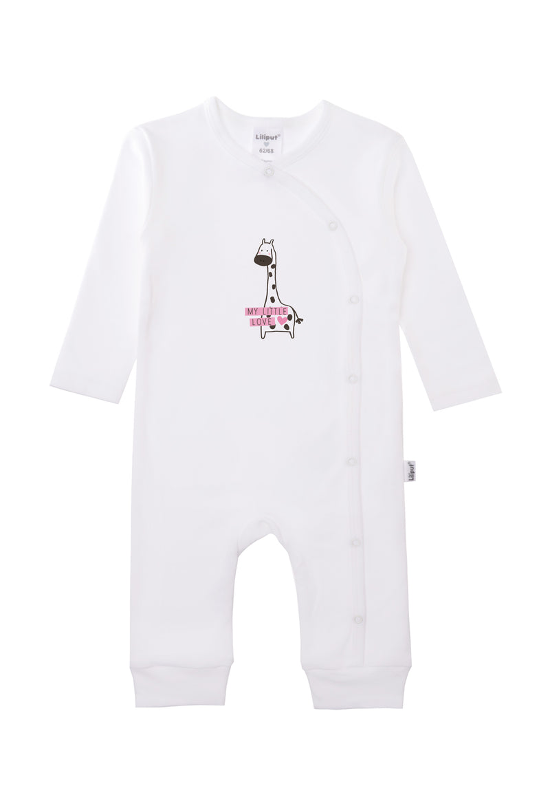 weißer Overall mit Giraffen Print.