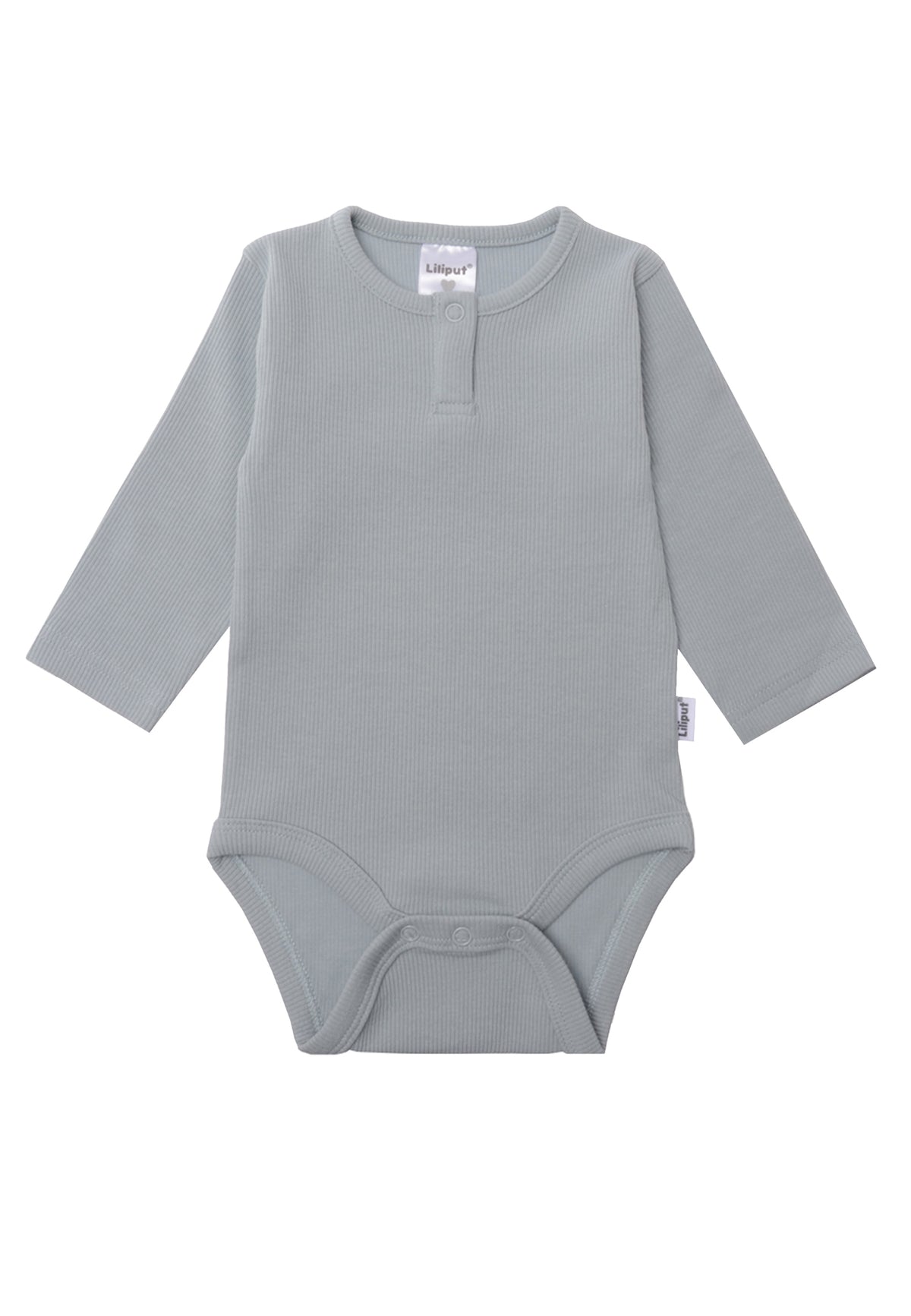Rippenbody in blau mit langem Arm.