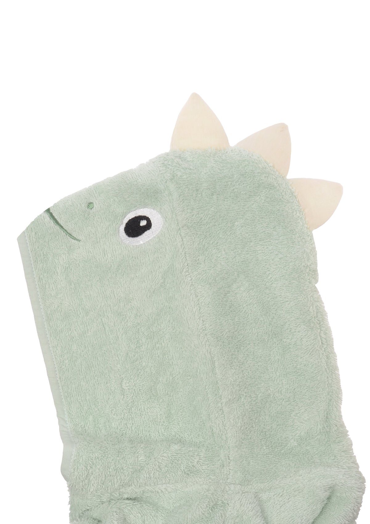 seitliches Detailfoto Dino Badeponcho mit Zacken.