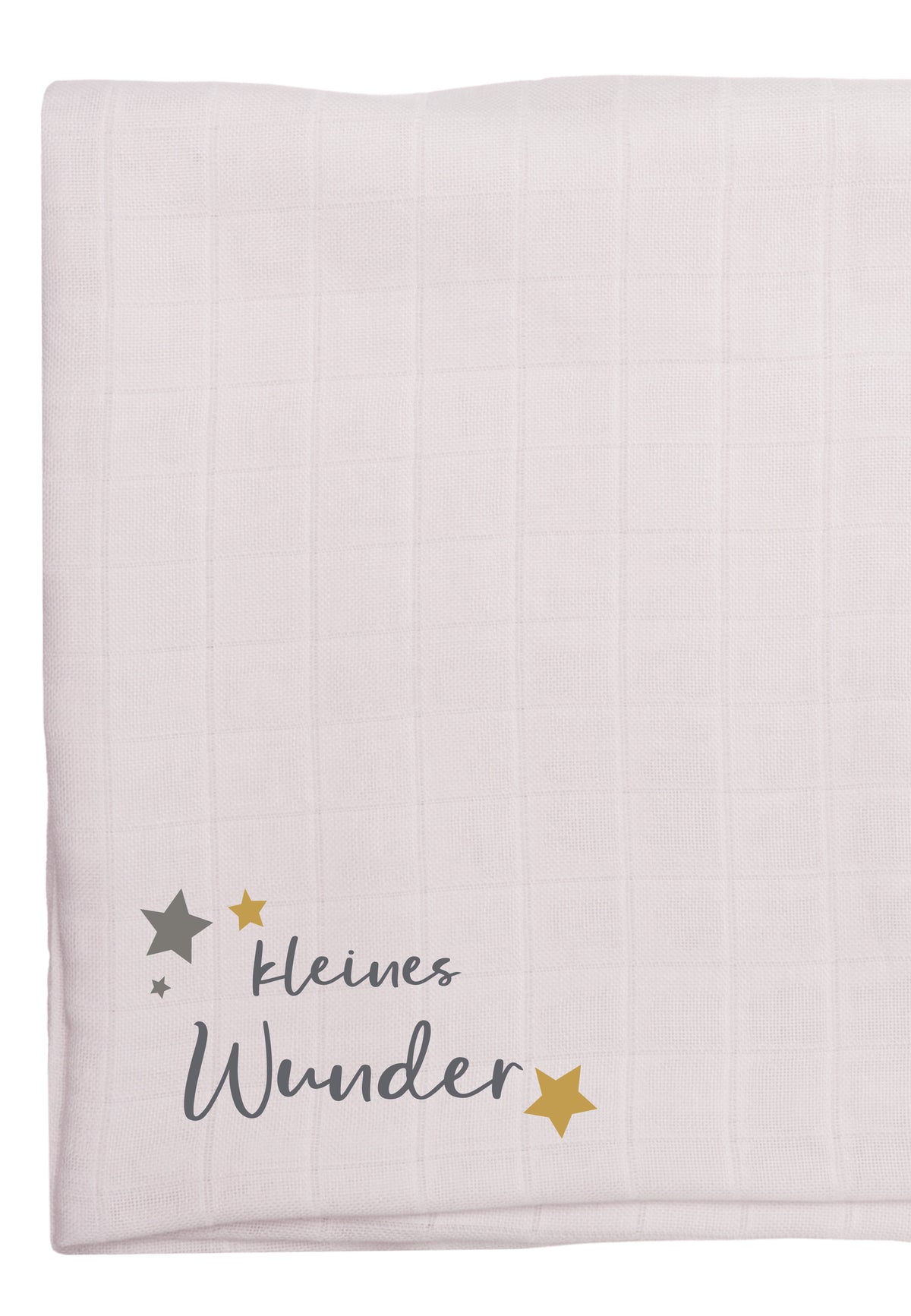 2er-Pack Premium-Musselintücher in Weiß/Grau mit Print "kleines Wunder"