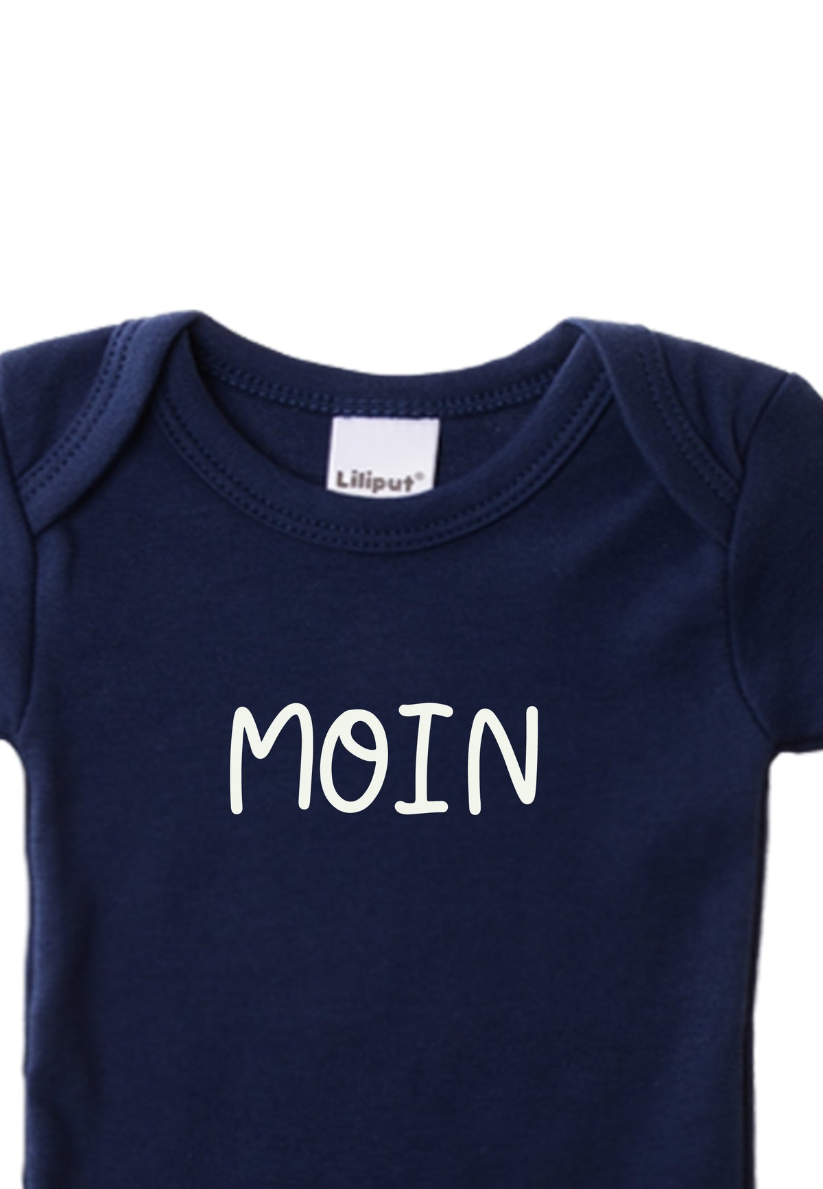 Body mit kurzem Arm in marine und lustigem MOIN Wording als Print.