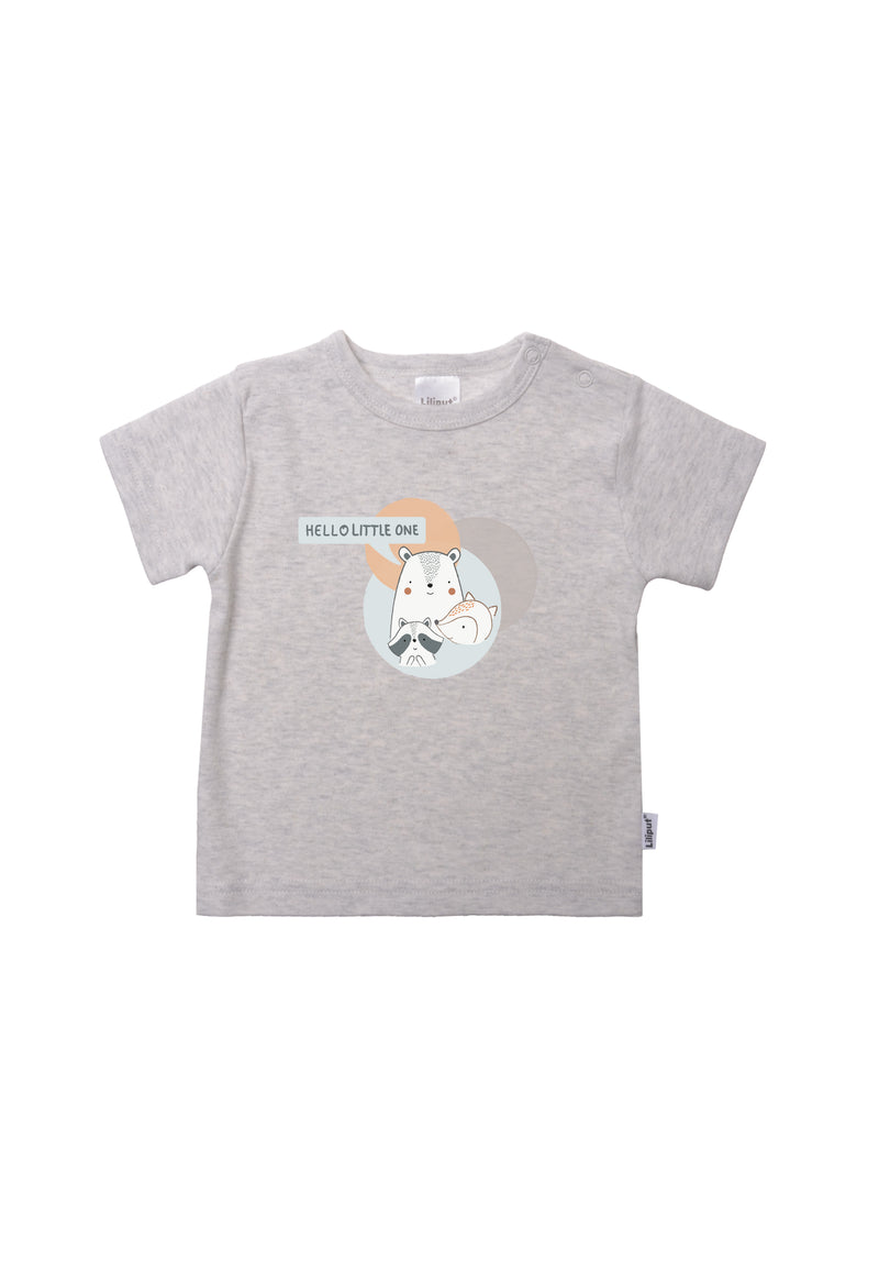 T-Shirt in grau melange mit Tier Aufdruck