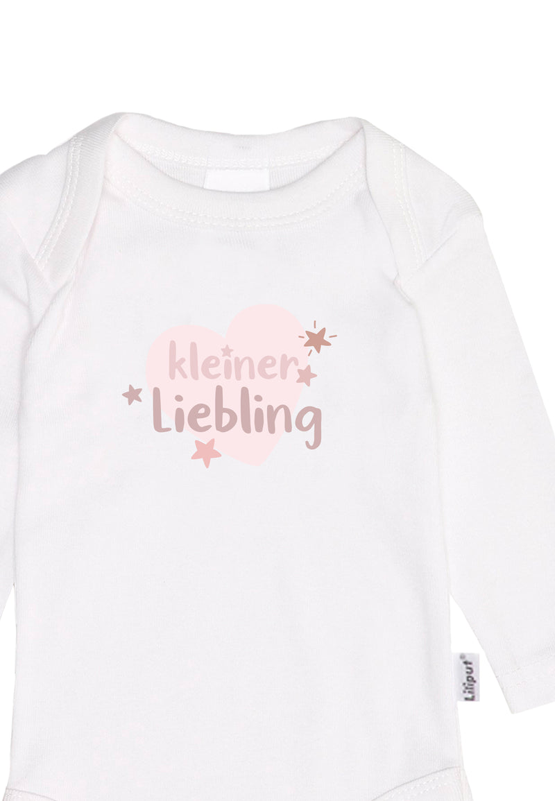 Amineckbody in weiß mit langen Armen und niedlichem Aufdruck "kleiner Liebling.