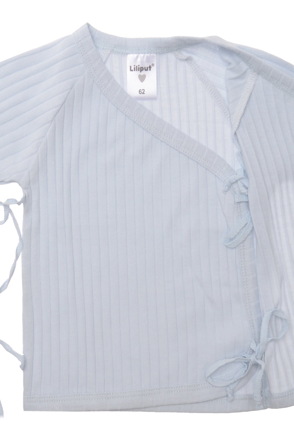 Detailaufnahme der Wickeljacke mit Bindebändern für einen optimalen Fit.