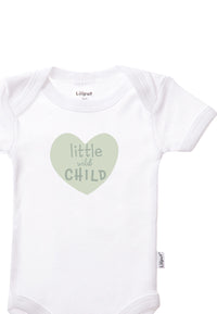 Kurzarmbody in weiß mit Print "little wild child".