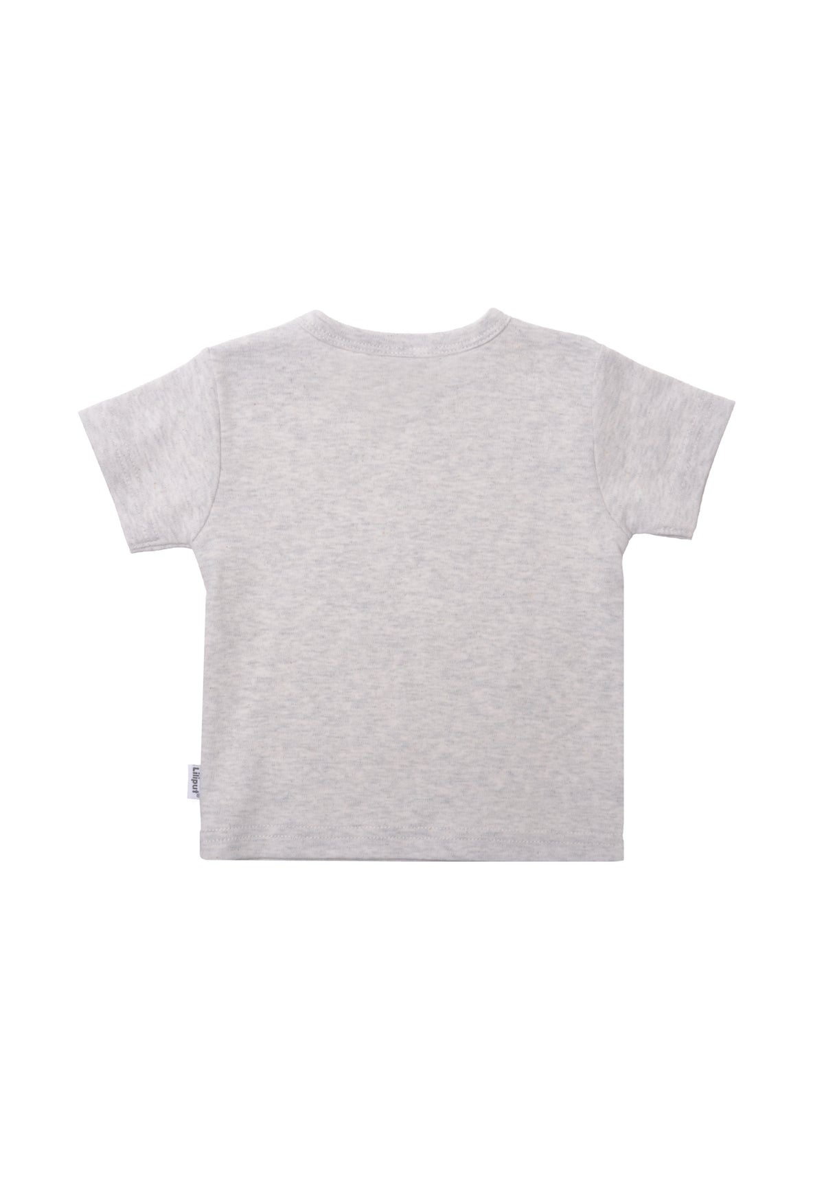 Rückseite des grauen T-Shirts.