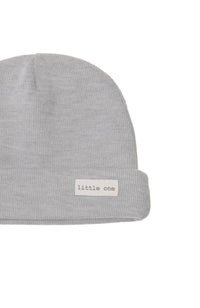 Rib-Strick Mütze grau mit Patch little one