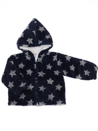 Flausch Jacke in navy mit Sternchen Druck und Zipfelmütze