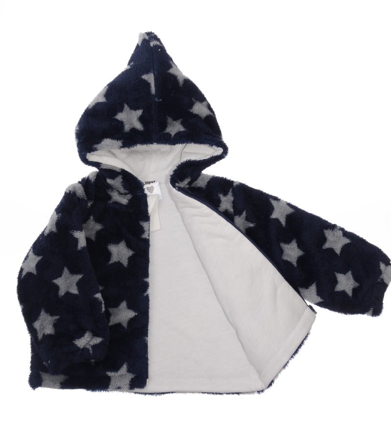 Navy Sternchen Jacke aus Teddy Fleece