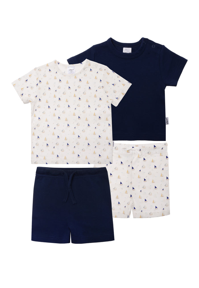 Doppelpack Shirts und Shorts für warme Sommertage mit Baby und Kleinkind.
