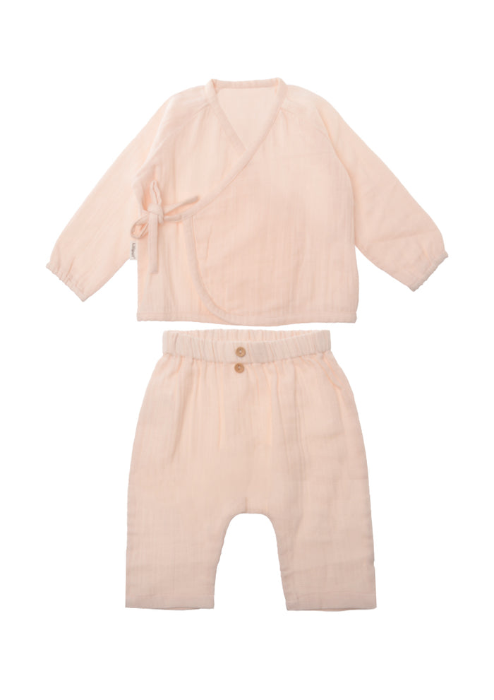 2-teiliges Set aus Musselin in rosa