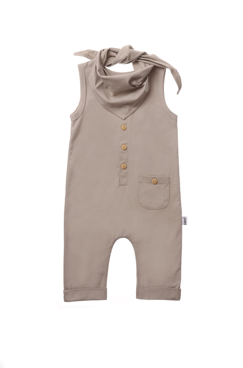 Jumpsuit mit passendem Halstuch in olive