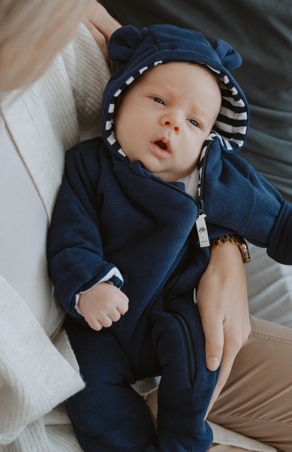 Wattierter Rib Overall in marine