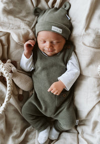 Rib-Strick-Set in olive, 5-teilig