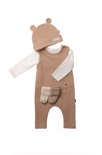 Rib-Strick-Set in beige, 5-teilig