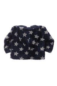Plüsch-Jacke in blau mit Kapuze und Sternchen