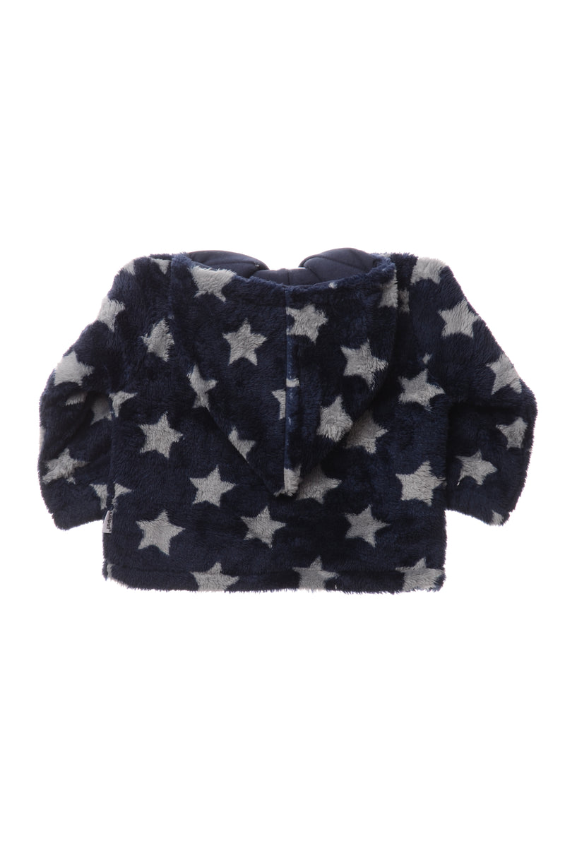 Plüsch-Jacke in blau mit Kapuze und Sternchen