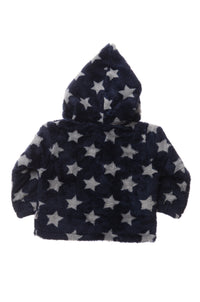 Plüsch-Jacke in blau mit Kapuze und Sternchen