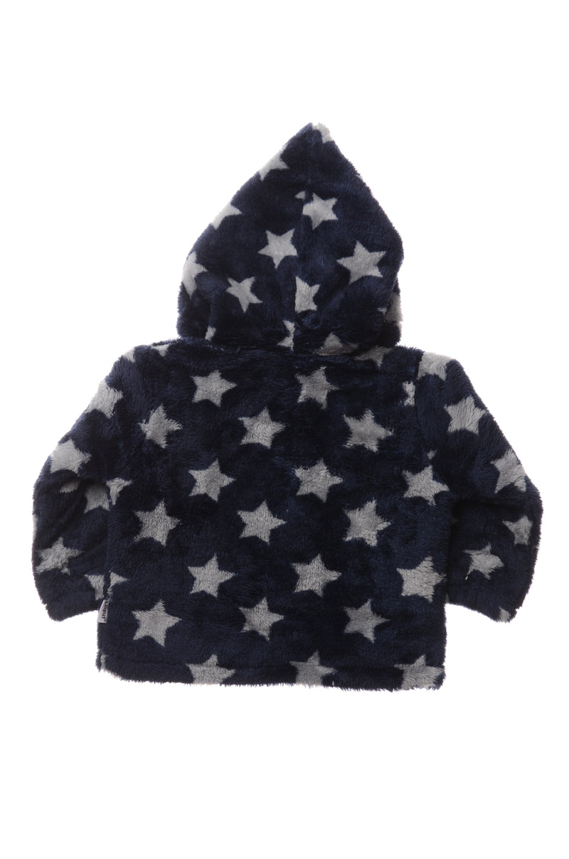 Plüsch-Jacke in blau mit Kapuze und Sternchen