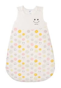 Schlafsack für Babys in unterschiedlichen Längen mit Knöpfen und Reißverschluss an der Seite. Design:  Smileys und Smile Stickerei